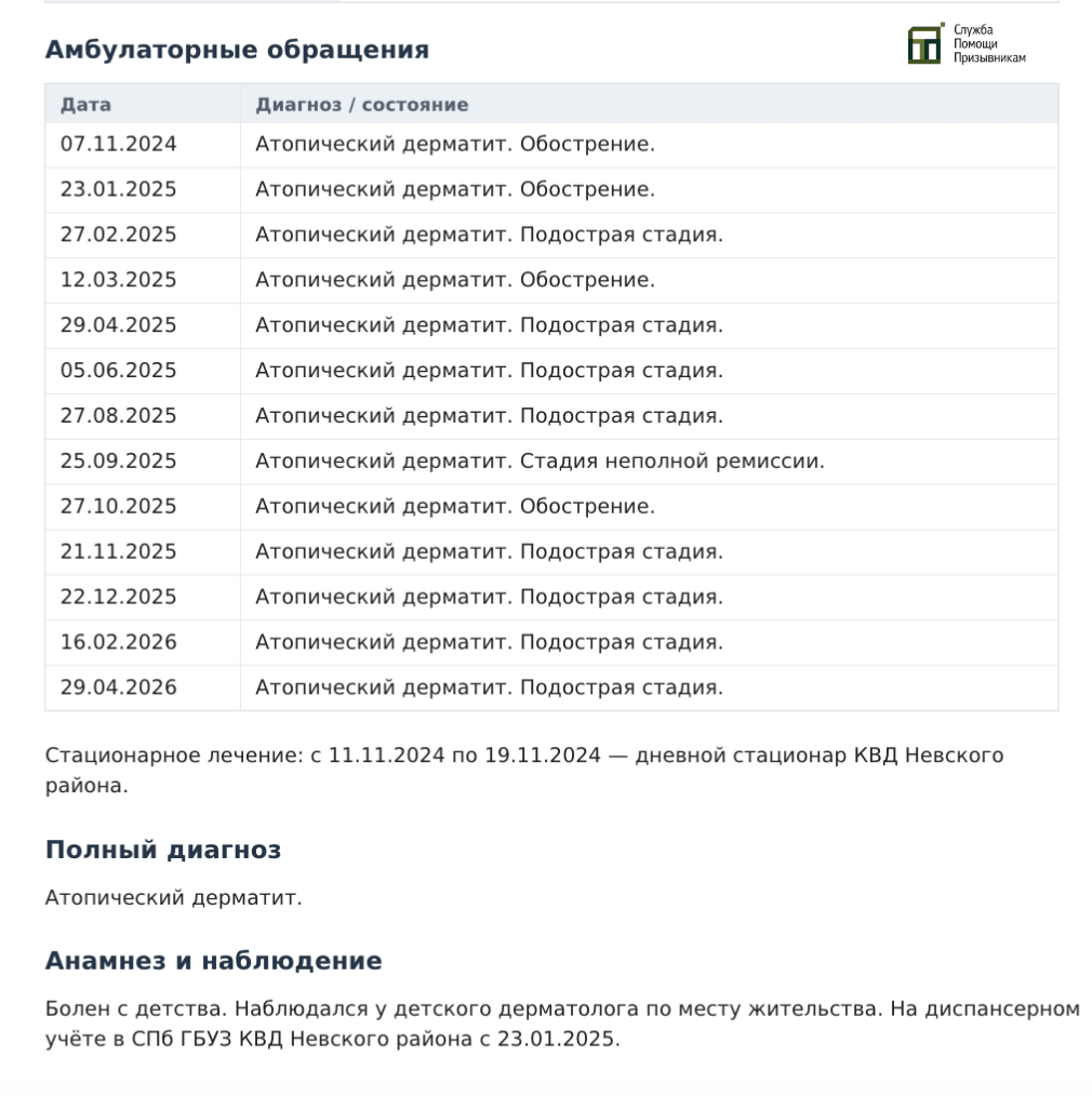 Копия выписки из КВД для военкомата
