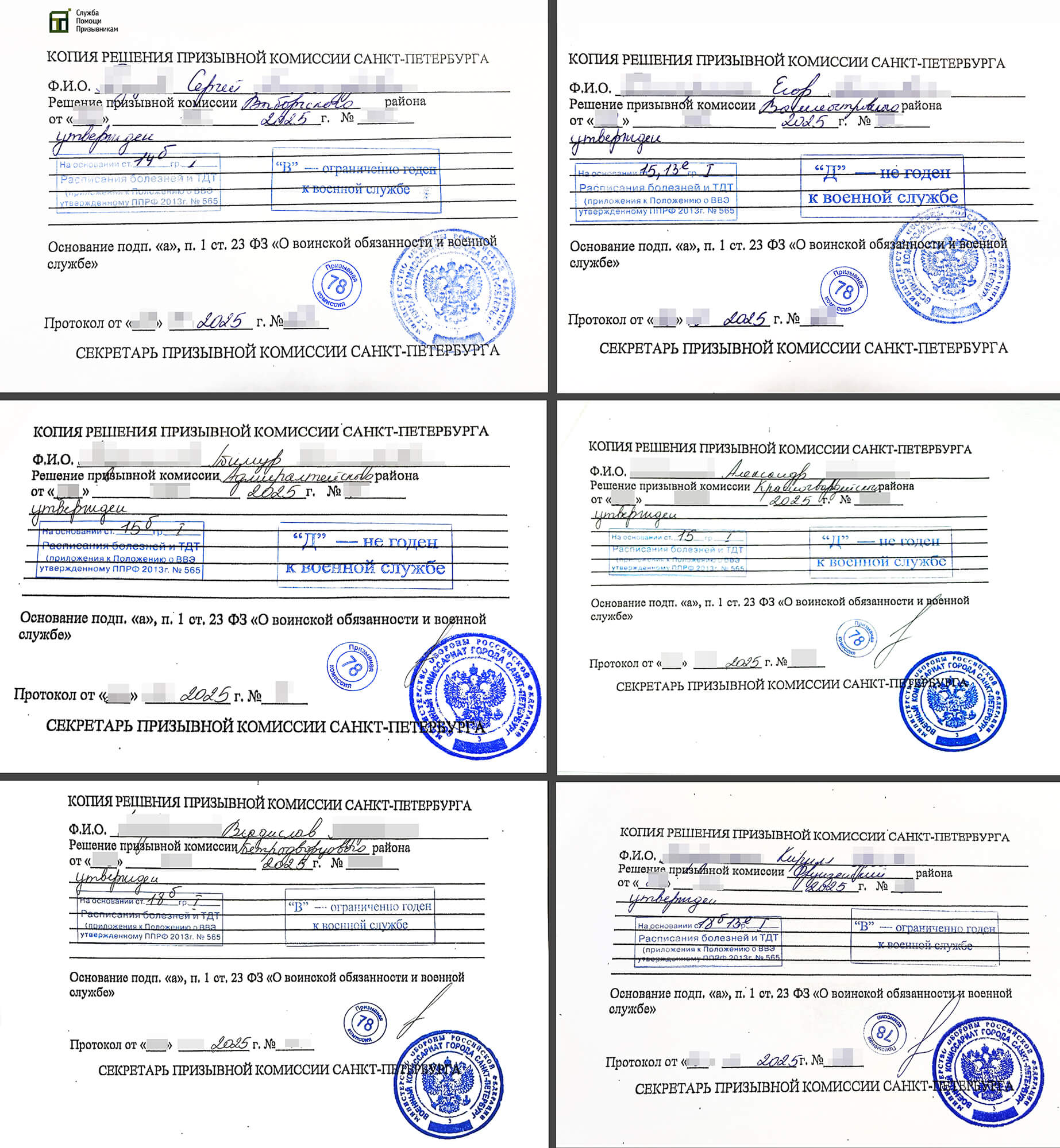 Копии выписок об освобождении от армии по психиатрии Копии выписок из решений призывной комиссии об освобождении от армии по психиатрии