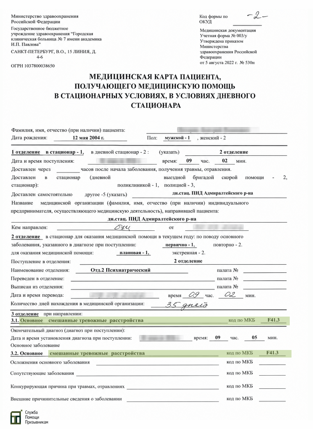 Тревожное расстройство в медкарте призывника